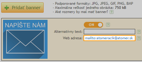 Nastavenie mailto pre bannery v systeme Atomer