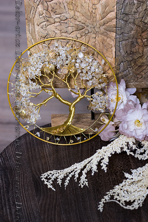 Strom života s polodrahokamy citrínu a křišťálu