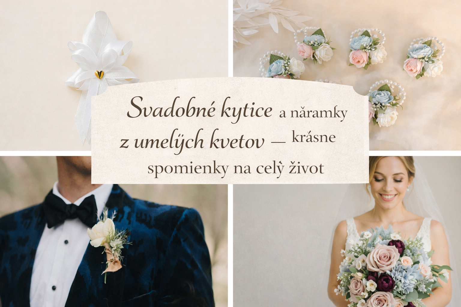 Hľadáte svadobnú kyticu, ktorá vám ostane ako pamiatka? Ponúkame nádherné umelé svadobné kytice a ručne robené saténové kytice z látkových kvetov. Dokonalý vzhľad, precízne spracovanie a rýchle dodanie. Vyberte si tú svoju na Svadbičkovo!