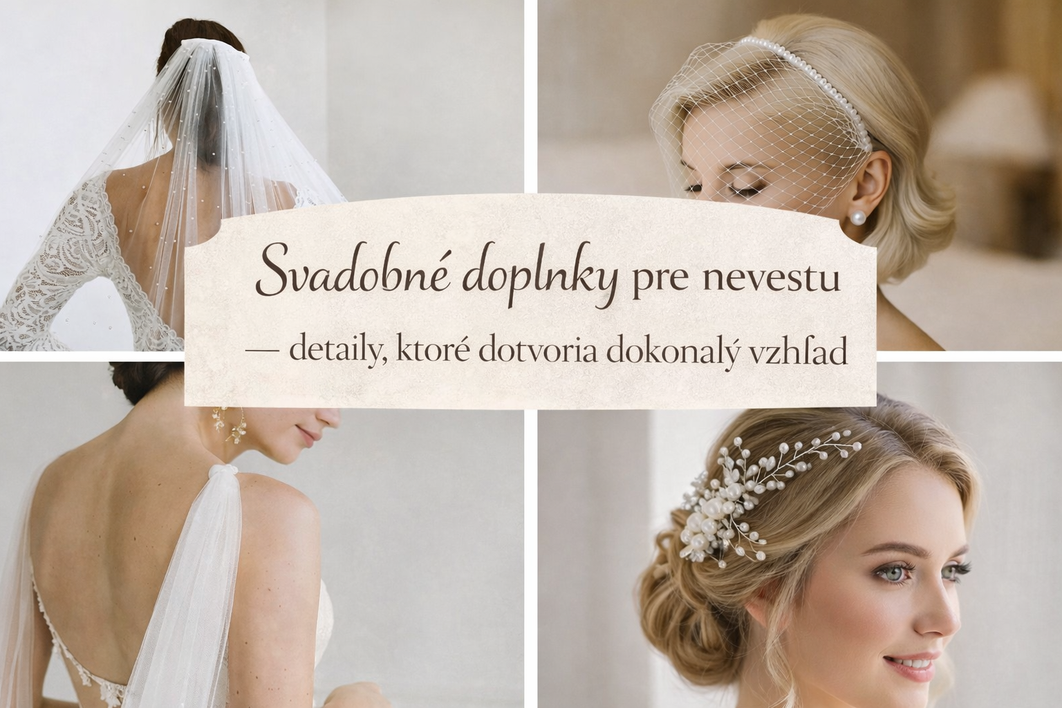 Objavte svadobné doplnky pre nevestu – svadobnú bižutériu, závoje, ozdoby do vlasov, opasky, kabelky a ďalšie elegantné doplnky.
