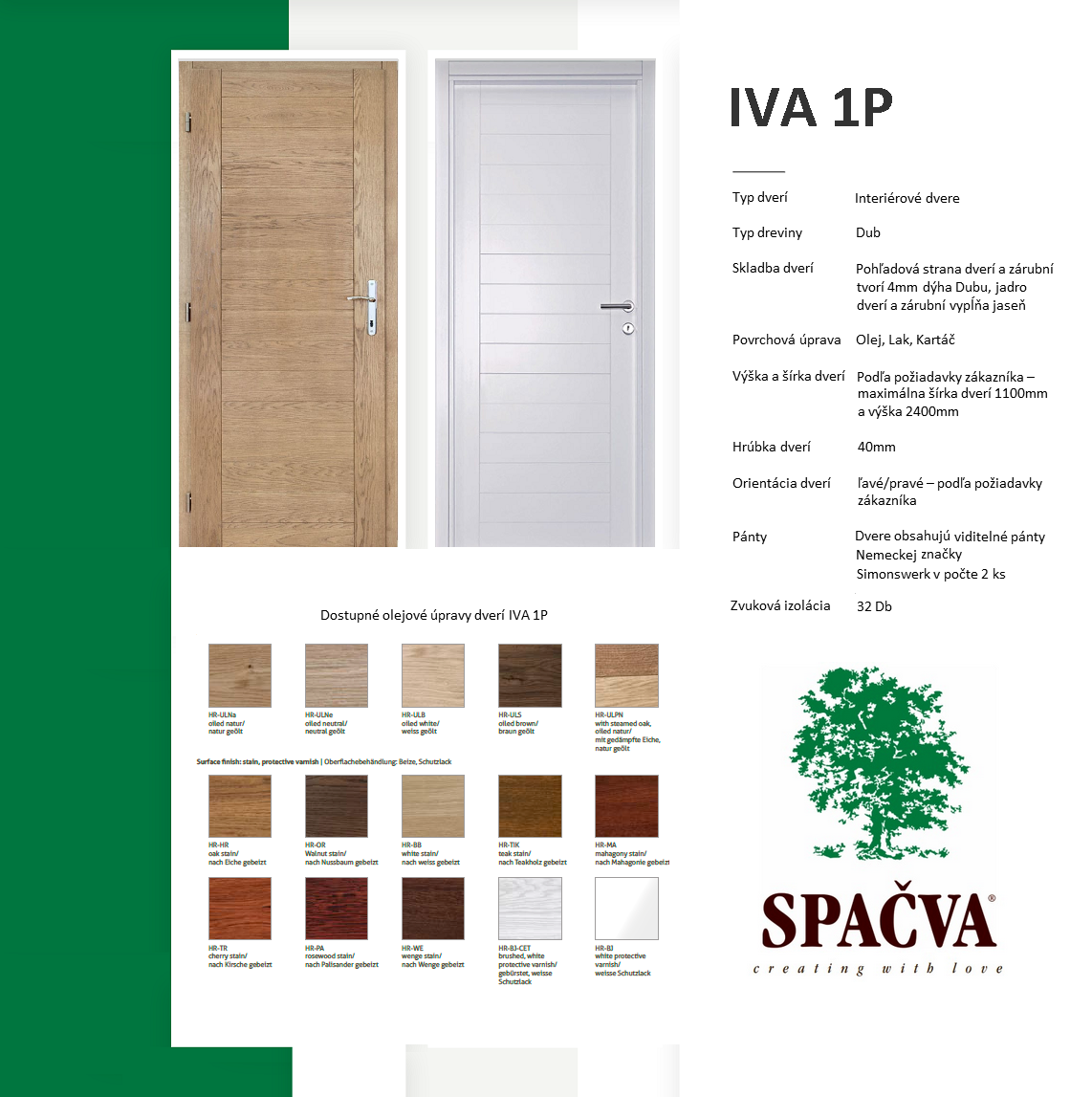 Masívne dubové dvere IVA 1P spačva