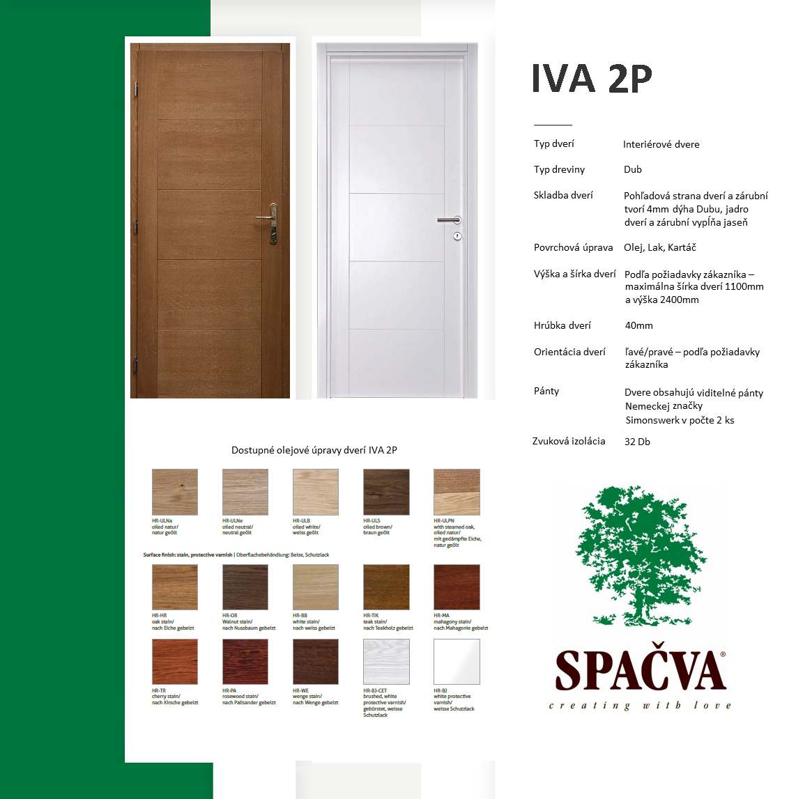 Masívne dubové dvere IVA 2P spačva