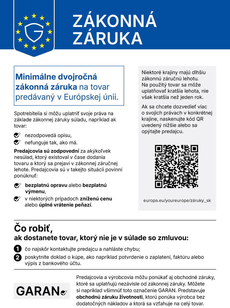 Harmonizované oznámenie o zákonnej zodpovednosti za vady
