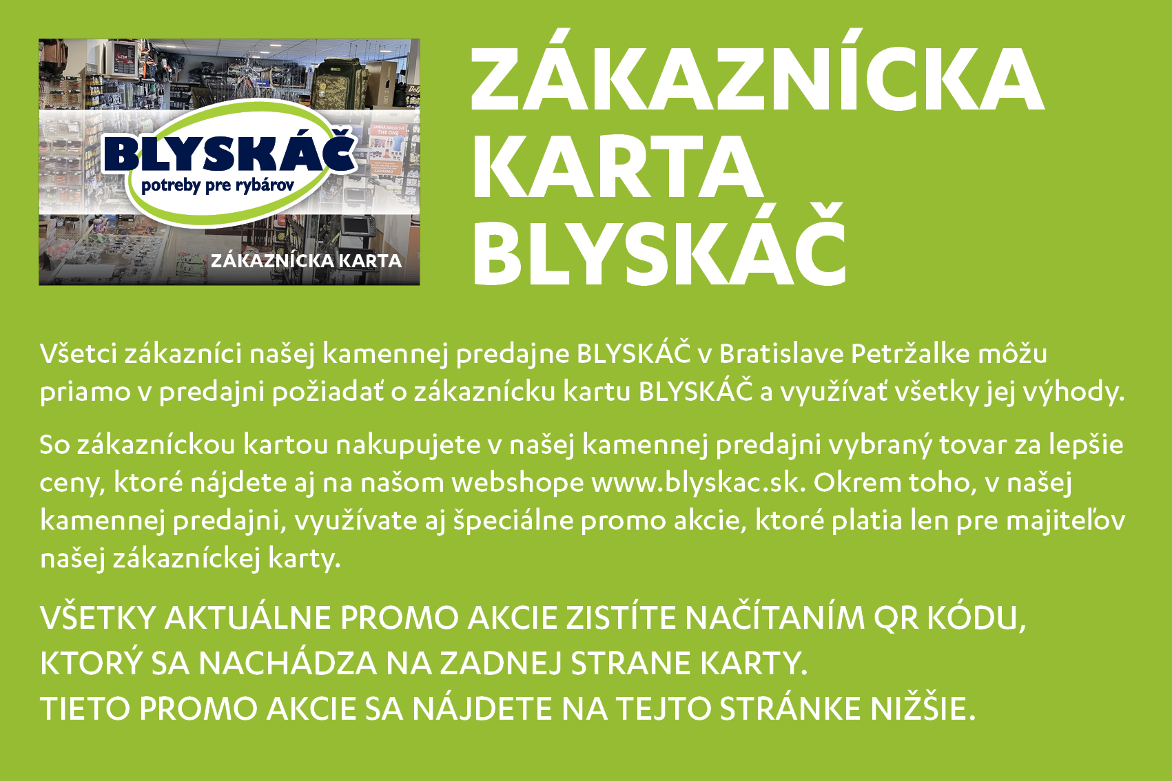 Zákaznícka karta BLYSKÁČ