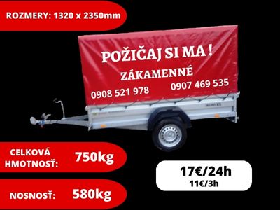 Prívesný vozík do 750kg - vysoká plachta