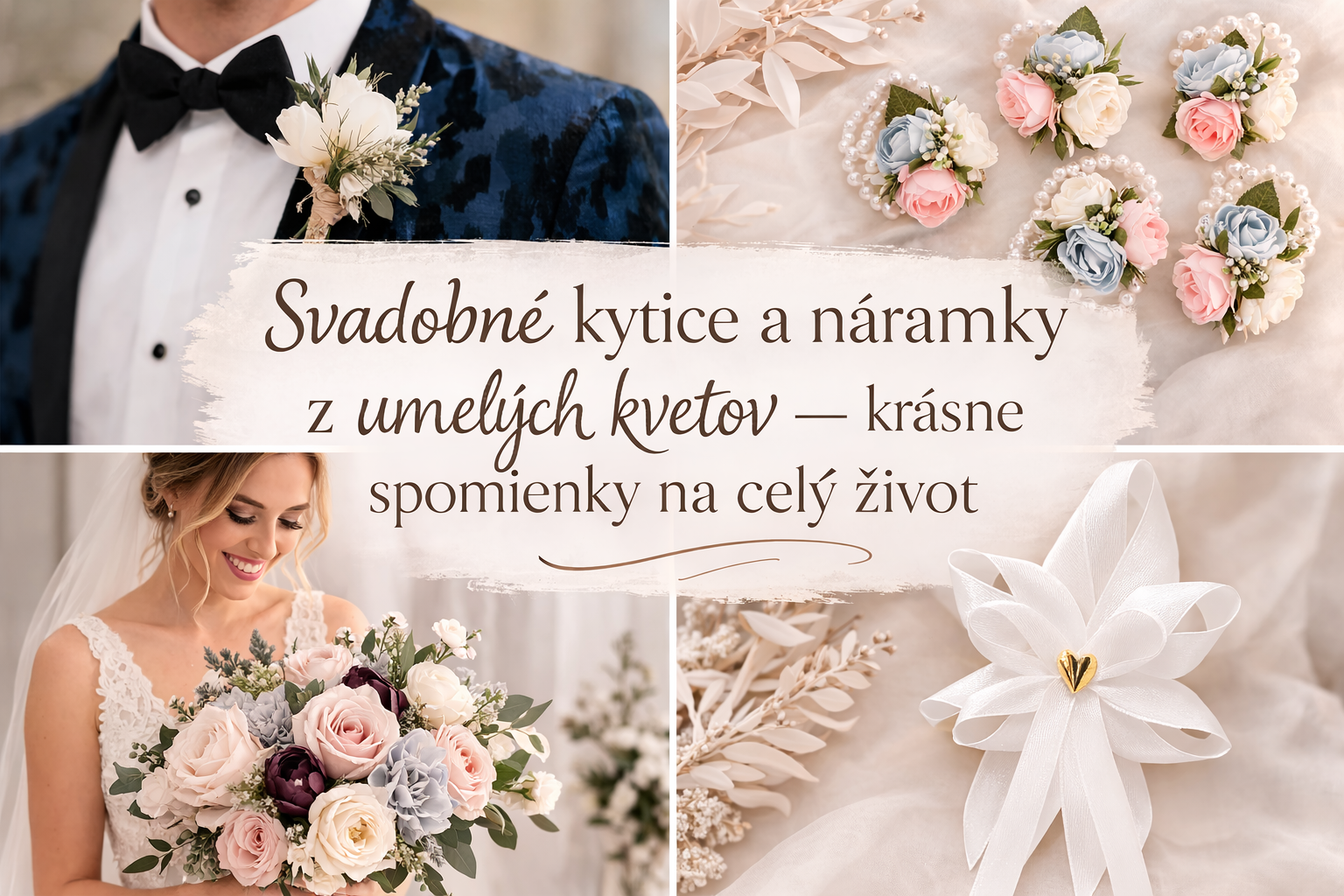 Svatební kytice z umělých květin, náramky pro družičky a svatební pírka pro hosty. Objevte krásné svatební doplňky, které zůstanou vzpomínkou na váš velký den.