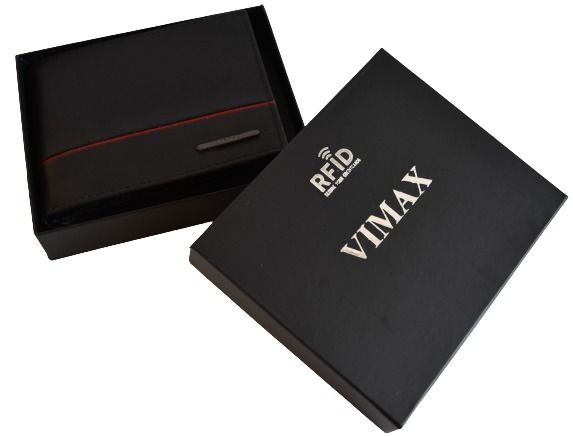 Pánska kožená RFID peňaženka v krabičke Vimax TM-100R-033 čierna