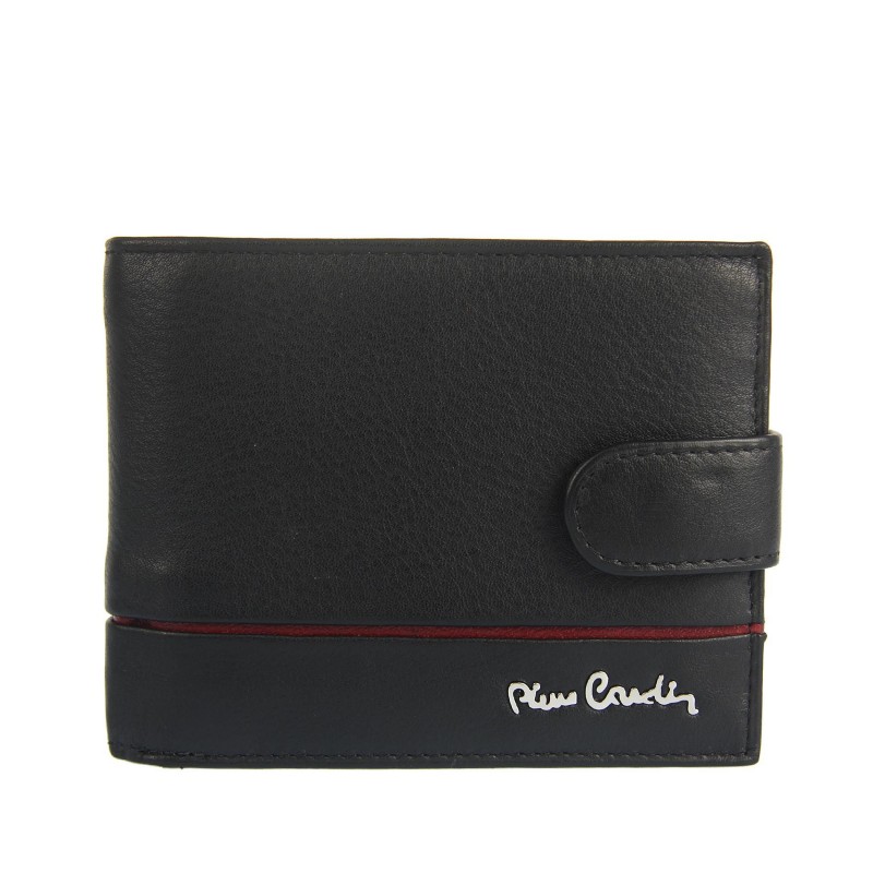 Pánska kožená peňaženka Pierre Cardin TILAK15 324A čierna s červeným pásikom