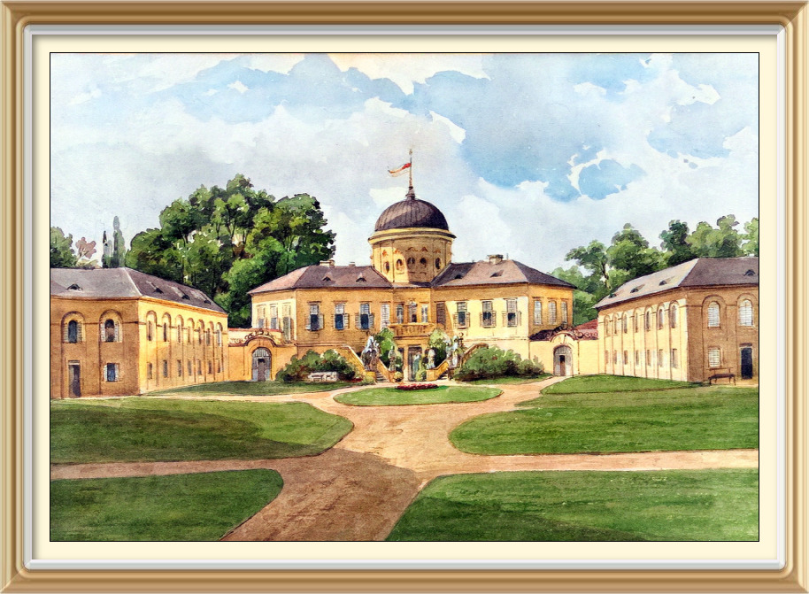 Kresba zámku Veltrusy z 19. století